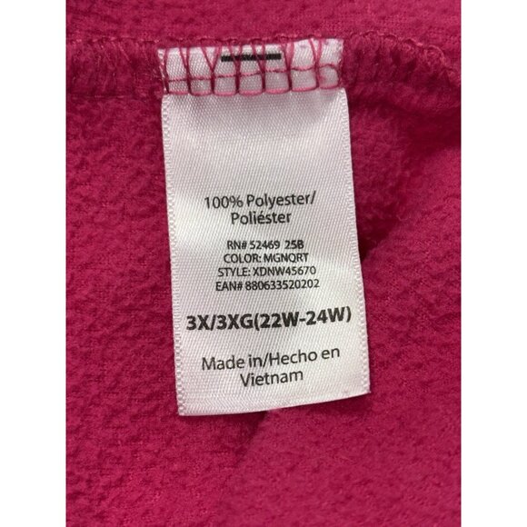 Danskin Now Pink Fleece Pullover Blouse 3X 22W/24W Top - Picture 9 of 9